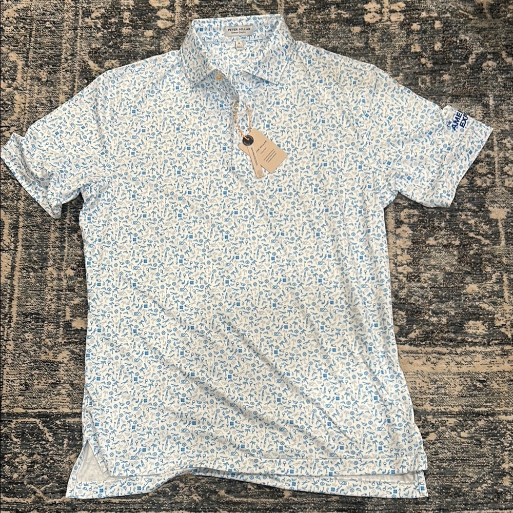 Peter Millar Blue and White Polo Shirt